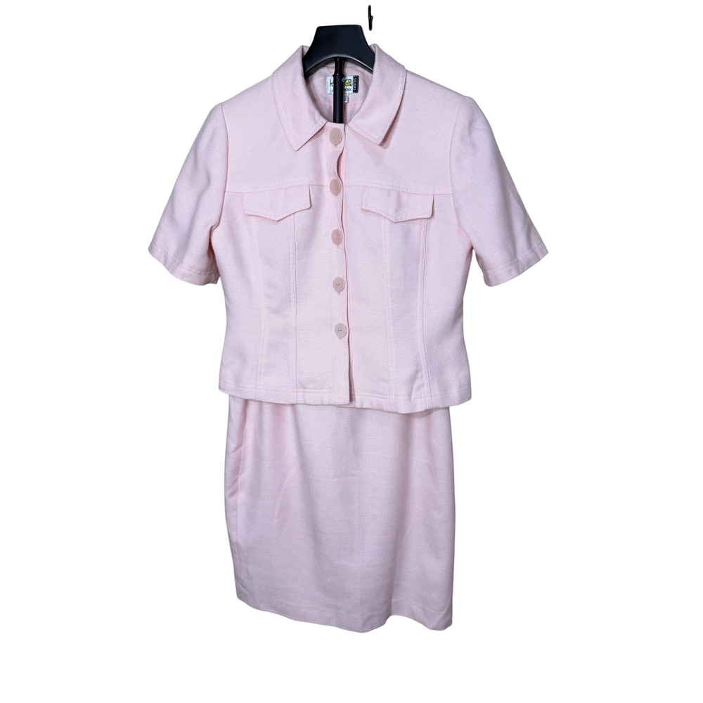 Kasper ASL Petite Pink Skirt Suit 2 Piece Set Short Sleeve Blazer Skirt 6P